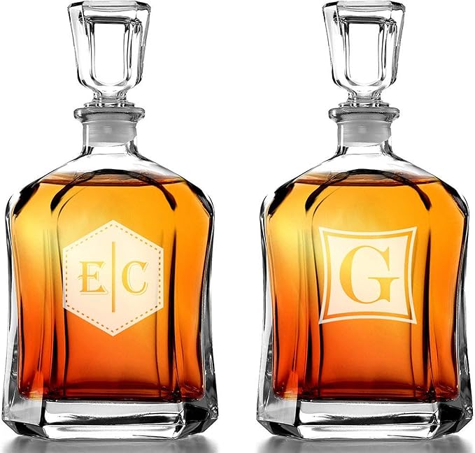 Bormioli Rocco Capitol Decanter 23.75 Oz - Engraved Monogram Personalized Clear