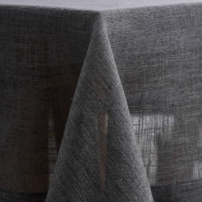 maxmill Flaxy Faux Linen Table Cloth with 2-Tone Slubby Texture Wrinkle Free Anti-Shrink Soft Tablecloth for Kitchen Dining Tabletop Outdoor and Indoor Use Rectangle 60 x 104 Inch Charcoal