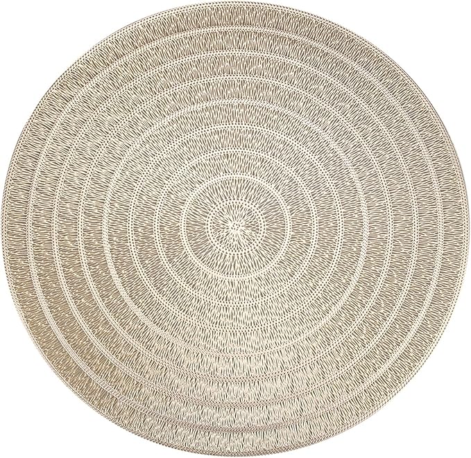 38CM Round Placemats Set of 4/6/8 for Dining Table Washable Round PVC Table Mats Kitchen Table Mats(Gold,6 Pieces)