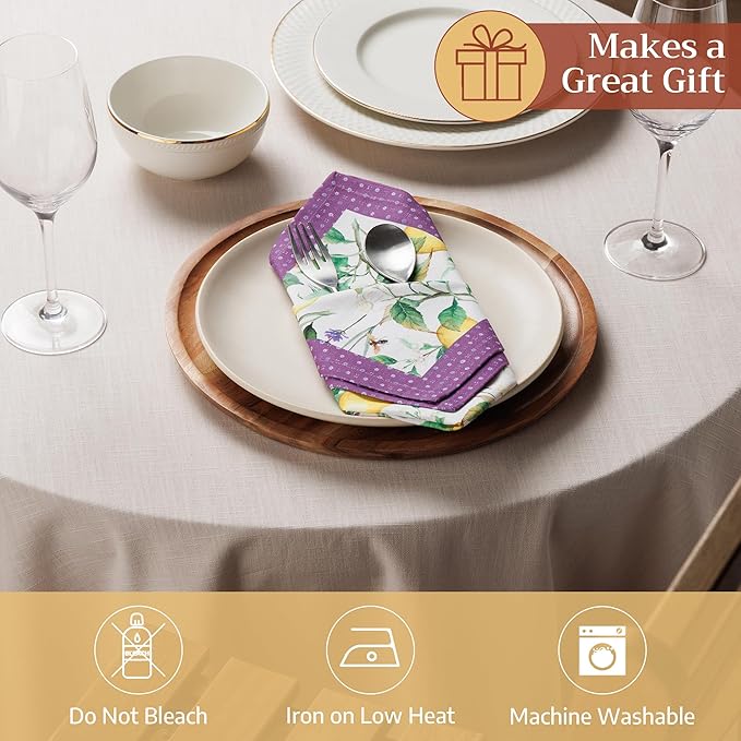 Maison d' Hermine Cloth Napkins Set of 4 100% Cotton Everyday Reusable Square Napkins Cloth Washable Dinner Party Wedding Restaurant Valentines Day Decorations Spring/Summer (Sivergue, 18" x 18")