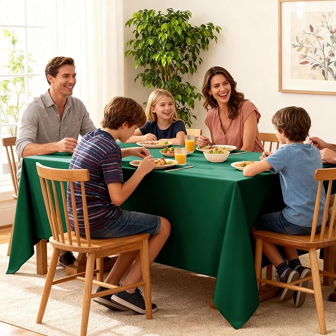 6-Pack Hunter Green Tablecloths for Square Tables, 70 x 70 Inches, Stain-Resistant Polyester Fabric for 3 Foot Tables - Washable Table Covers for Weddings, Banquets, Birthday Parties, Events