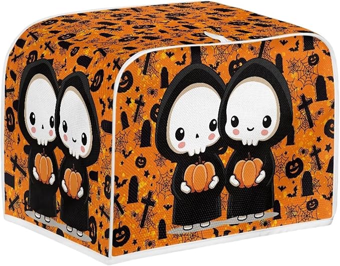 Doojoayie Cartoon Ghost Toaster Cover for Kitchen Small Appliance Bread Machine Protector Washable Oven Cover 2 Slice Kitchen Accessories Decorative Dust Protector