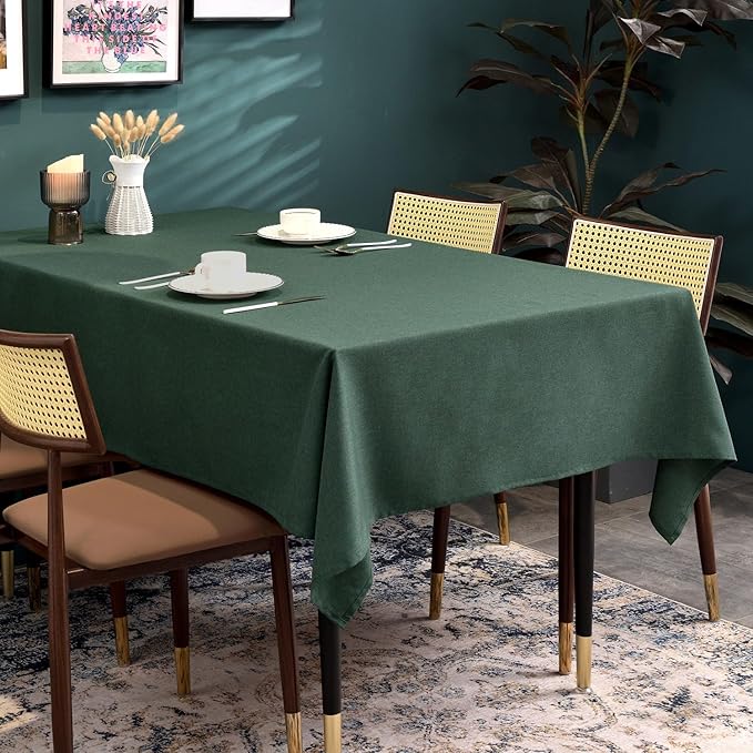 BALCONY & FALCON Table Cloth – Waterproof, Wrinkle Resistant & Washable Square Tablecloth and Table Cover for Dining Room, Kitchen, Outdoor, Party & Birthday Use (Hunter Green, 47" x 47")