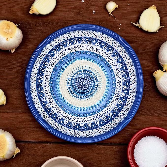 Ceramic Grater Bowl, Garlice Grater Plate, Handmade Ginger Grater, Mincer Bowl for Cheese &Vegetables, Ceramic Decorative Mincer, Hand Dish for Garlic (Sapphire Dream)