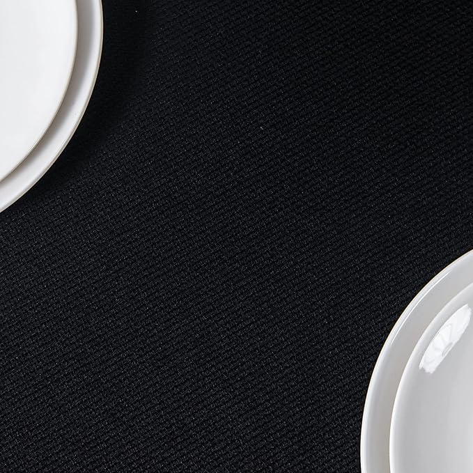 maxmill Textured Rectangle Tablecloth Water Resistant Wrinkle Free Spill-Proof, Soft Jacquard Table Cloth for Buffet Banquet Parties Event Holiday Dinner, Indoor and Outdoor Use, 60 x 84 Inch Black