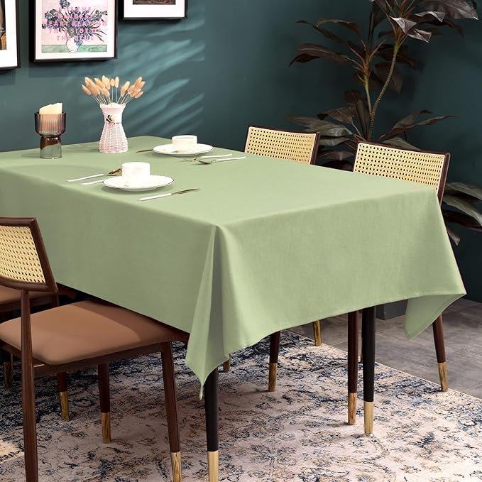 BALCONY & FALCON Table Cloth for 6 Foot Rectangle Tables – Waterproof, Wrinkle-Free Farmhouse Tablecloth for Dining, Kitchen, Wedding, Baby Shower & Spring Holiday Gatherings (Sage Green, 55" x 95")