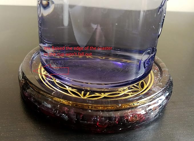 Large 4" Garnet Crystals Flower of Life Coaster Water Charging Plate Energy Dome