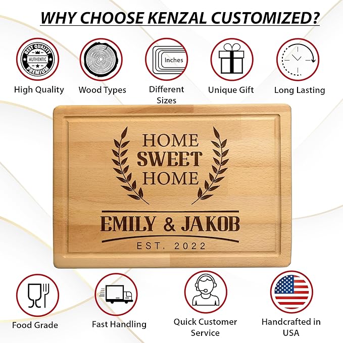 Custom Wood Cutting Board Decor, Personalized House Warming Gifts New Home Couple, Personalized Signs for Home Decor, Trending Custom Closing Gifts for Home Buyers, Cool Gifts for Couples, Anniversary