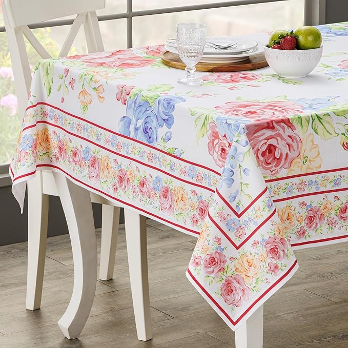 Maison d' Hermine Table Cloth Square Table 100% Cotton 54 x 54 Inches Tablecloth Reusable Decorative for Dining Room Farmhouse Home Valentines Day Decorations Spring Summer - Vintage Floral