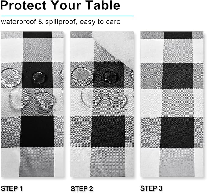 Hiasan Checkered Square Tablecloth - Stain Resistant, Waterproof and Wrinkle Resistant Washable Table Cloth for Dining Room, 30 x 30 Inch, Black and White Gingham Pattern