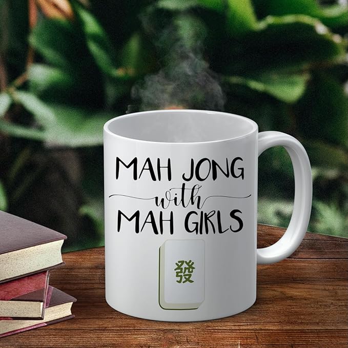 Mah Jong Gifts Mug, Mahjong Gifts for Women Coffee Cup Ceramic, Gift for Mahjong Players Lovers, Mah Jong Accessories Ceramic Coffee Tea Mug 11 oz
