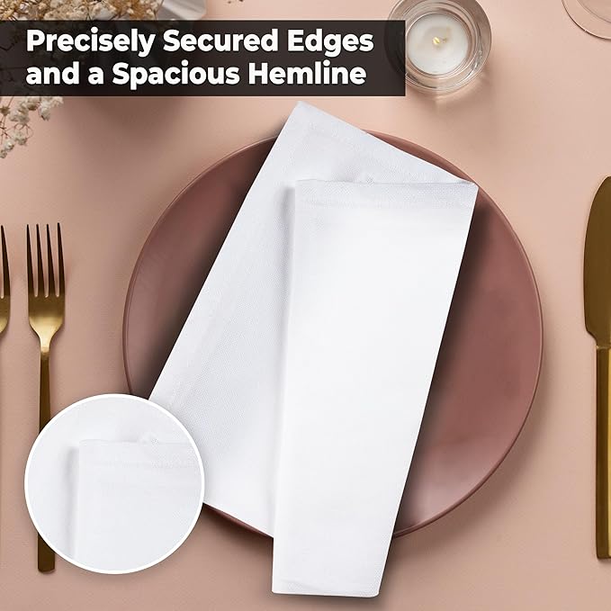 Urban Villa Cloth Napkins White Dinner Napkins Set of 10(20x20)100% Cotton Absorbent Washable Durable Reusable Cloth Napkins Ideal for Hotel Collection Farmhouse Party Thanksgiving Fall Dinner Napkins
