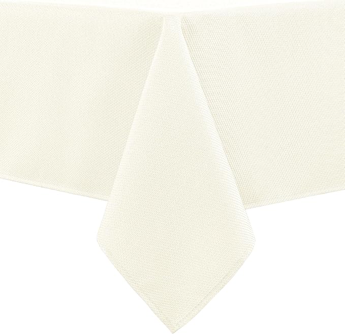 Hiasan 54 X 80 Inch Rectangle Textured Tablecloth - Waterproof Spillproof Antiwrinkle Jacquard Table Cloth for Kitchen and Dining Dinner, Outdoor Picnic, Holiday and Parties, Champagne