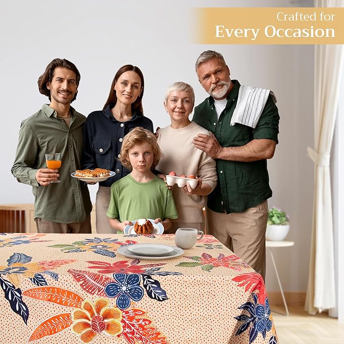 Maison d' Hermine Table Cloth Rectangle Table 100% Cotton 60 x 120 Inches Fall Tablecloth Reusable Everyday Use for Thanksgiving Christmas Decorations Dining Farmhouse Party (Kalahari)