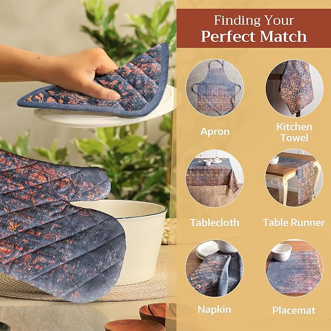 Maison d' Hermine Pot Holders 100% Cotton Heat Resistant Potholders 8" x 8" Hot Pads with Loop for Thanksgiving Christmas Decorations BBQ Cooking Baking Handling Hot Pans (Pack of 1, Imperfection)