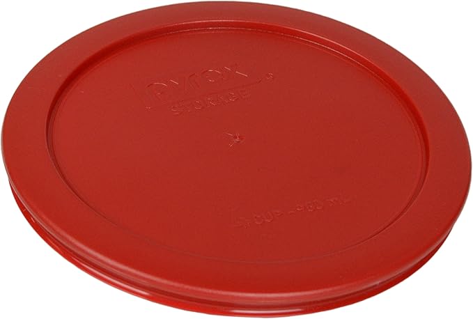 Pyrex 7201-PC 4-Cup Poppy Red Food Storage Replacement Lid (2-Pack) - Made in USA