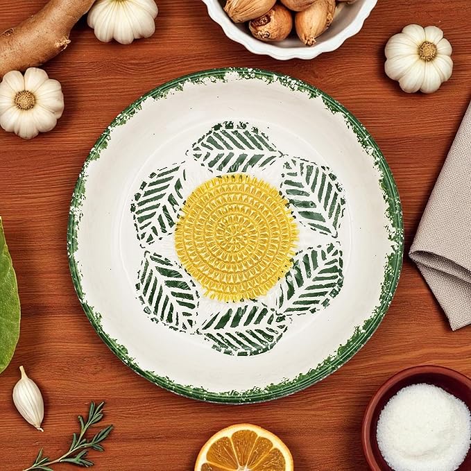 Ceramic Grater Bowl, Garlice Grater Plate, Handmade Ginger Grater, Mincer Bowl for Cheese &Vegetables, Ceramic Decorative Mincer, Hand Dish for Garlic (Tropical Green)