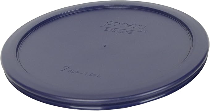 Pyrex (2) 7402-PC 6/7-Cup Blue, (2) 7402-PC 6/7-Cup Red Food Storage Replacement Lids - Made in USA