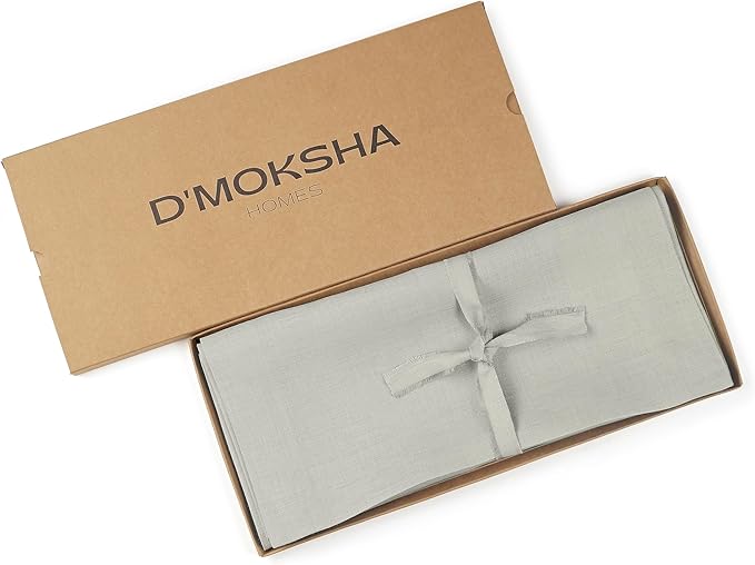 D'Moksha Homes Linen Silver Grey Table Runner 120 Inches Long - 100% Pure Linen Dining Table Runner 14 x 120 Inch for Spring, Easter - Machine Washable