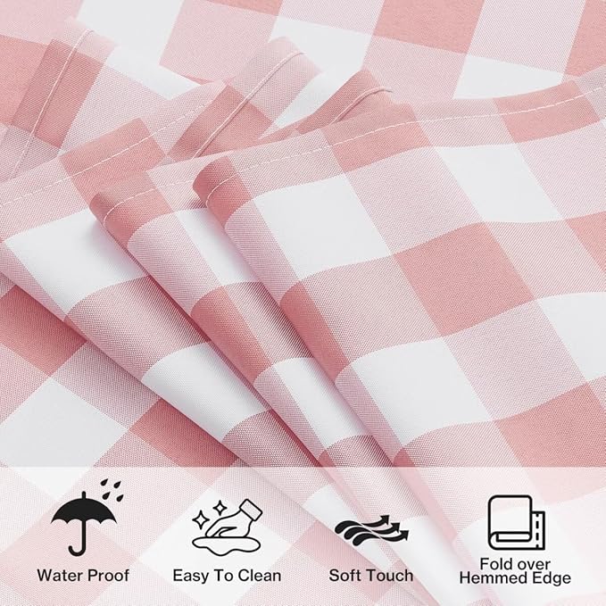 Checkered Tablecloth Rectangle Gingham Table Cloths Waterproof Wrinkle Free Buffalo Plaid Table Covers Washable for Dining, Parties & Outdoor Picnic(Pink,60"×102")