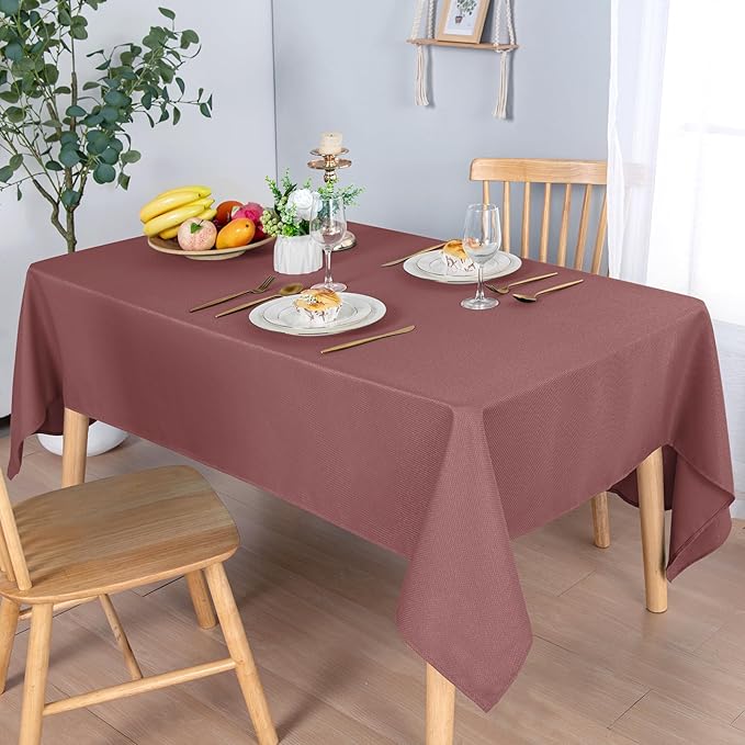Hiasan 60 X 102 Inch Rectangle Textured Tablecloth - Waterproof Spillproof Antiwrinkle Jacquard Table Cloth for Kitchen and Dining Dinner, Outdoor Picnic, Holiday and Parties, Dusty Rose