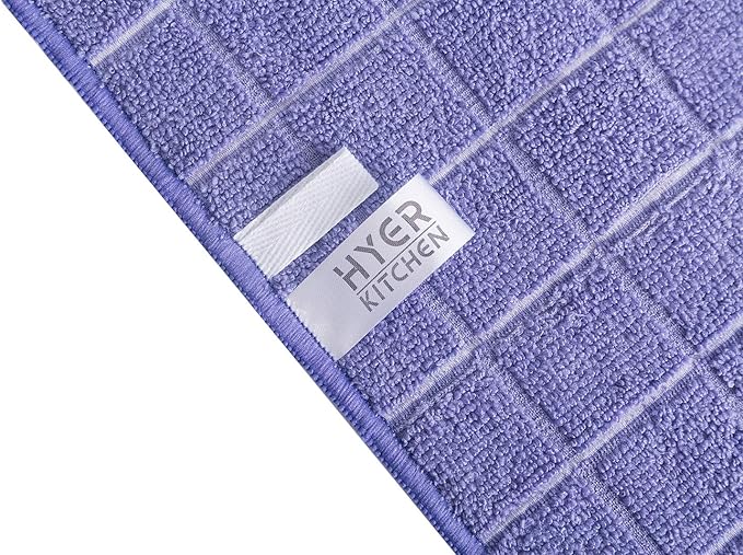 Microfiber Dish Towels - Soft, Super Absorbent and Lint Free Kitchen Towels - 8 Pack (Lattice Designed Purple Colors) - 26 x 18 Inch