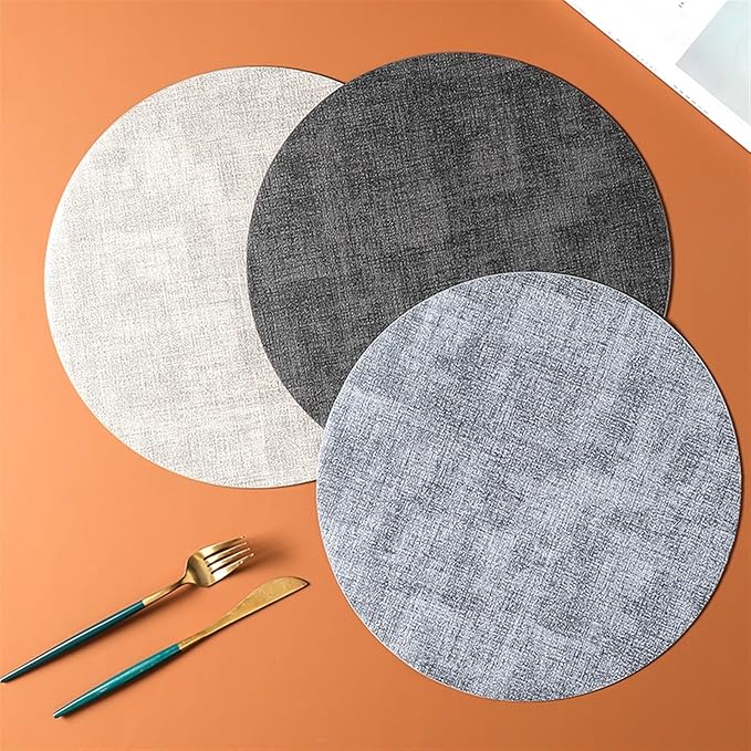 Anti Crease PU Leather Placemat Waterproof Heat- Wipeable Dining Table Mats for Home Kitchen(Rectangle B)