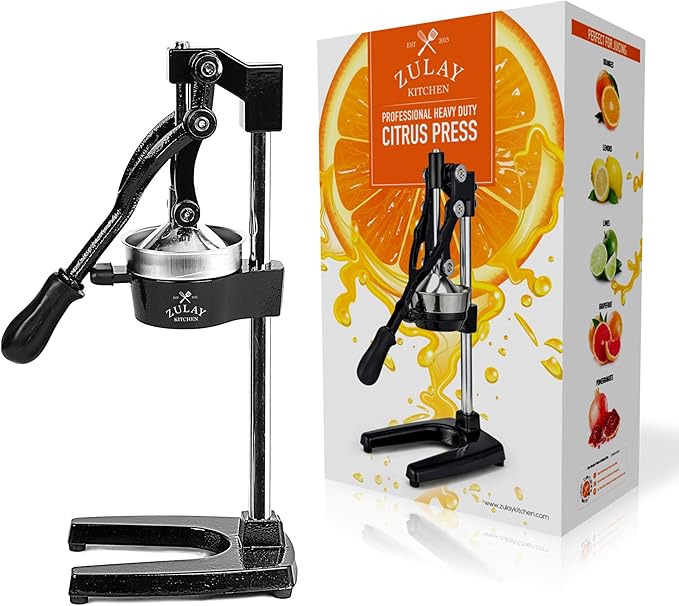 Zulay Kitchen Extra Tall Citrus Press Manual Juicer - Manual Orange Juice Squeezer, Fits Tumblers, Tall Glasses and Cups - Fruit Press & Juice Press, Juice Presser Machine & Citrus Juicer Manual