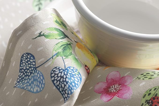 Maison d' Hermine Cloth Napkins Set of 4 100% Cotton Everyday Reusable Square Napkins Cloth Washable Dinner Wedding Restaurant Valentines Day Decorations Spring/Summer (Jardin D'Ete - Fog, 20" x 20")