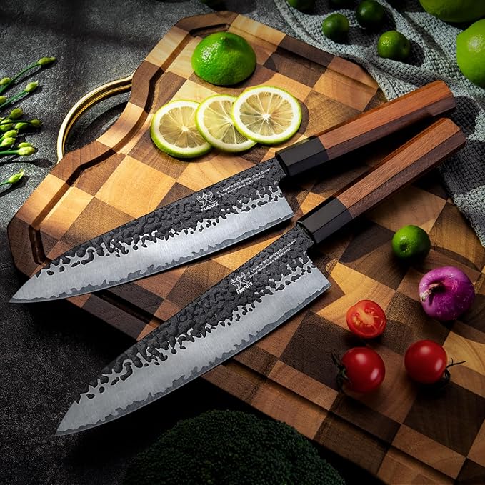 8 Inch Japanese Knife, Hand Forged 5 Layers High Carbon 9CR18MOV Steel Rosewood Handle Chef Knife, Ultra Sharp Durable Professional Kitchen Knife, Gifts for Husband/Wife on Valentine's Day