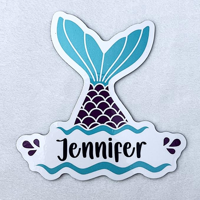 Mermaid Tail Monogram Cruise Door Decoration Magnet Sign, Colorful Personalized Name Keepsake, Carnival, Fridge Office Decor