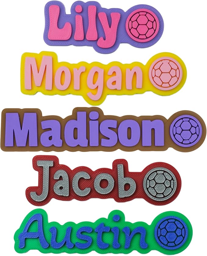 Custom Magnets for Fridge and Locker – 3D Printed Two-Color Name Design with Soccer Icon – Personalized Magnets with Strong Grip & Made of Durable PLA