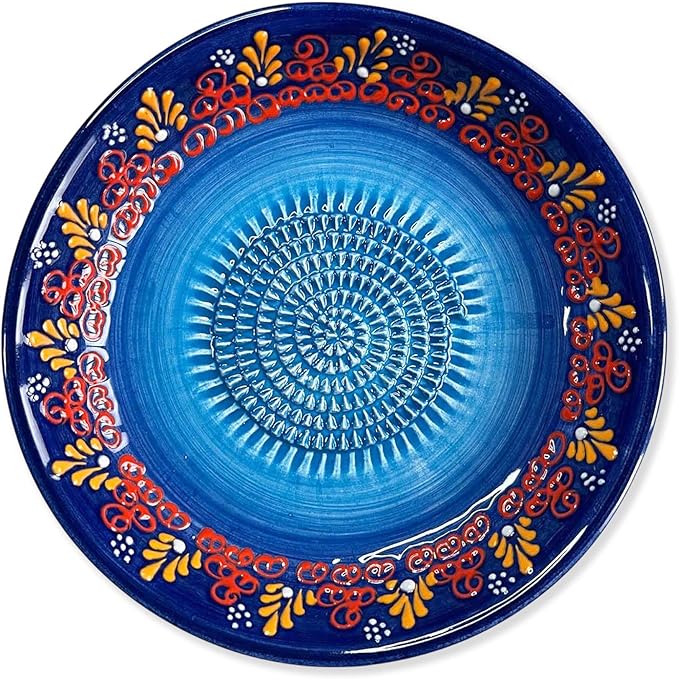 Ceramic Grater Bowl, Garlice Grater Plate, Handmade Ginger Grater, Mincer Bowl for Cheese &Vegetables, Ceramic Decorative Mincer, Hand Dish for Garlic (Sultan Navy)
