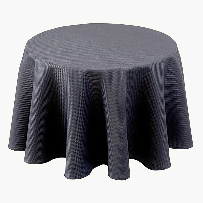 Biscaynebay Textured Fabric Round Tablecloths 60", Dark Grey Water Resistant Table Cloth Small Circle Folding Table Covers for Dining, Kitchen, Wedding, Parties etc Machine Washable