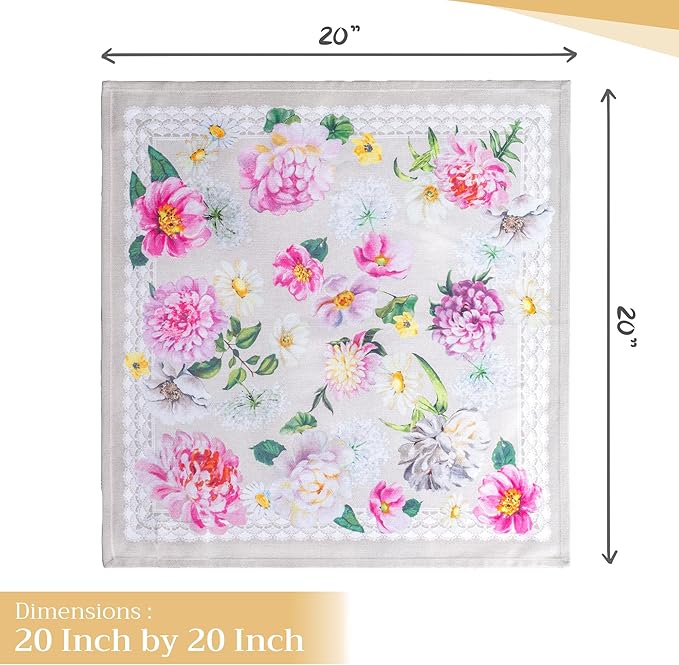 Maison d' Hermine Cloth Napkins Set of 4 100% Cotton Everyday Reusable Square Napkins Cloth Washable Dinner Party Wedding Restaurant Valentines Day Decorations Spring/Summer (Pivoine, 20" x 20")