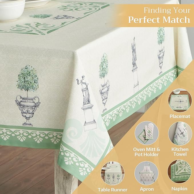 Maison d' Hermine Table Cloth Square Table 100% Cotton 54 x 54 Inches Tablecloth Reusable Decorative for Dining Room Farmhouse Home Valentines Day Decorations Spring Summer - Jardin Du Roy