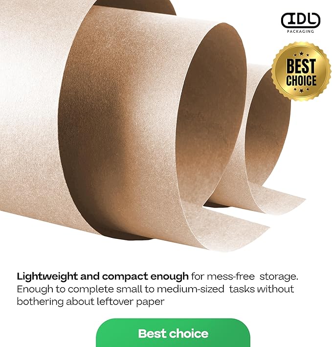 Brown Paper Roll 48" x 1200" (100 feet) with Cutter - USA-Made Wrapping Kraft Paper for Packing, Moving, Shipping & Crafts/Arts - 100% Recyclable Natural Craft Material by IDL Packaging