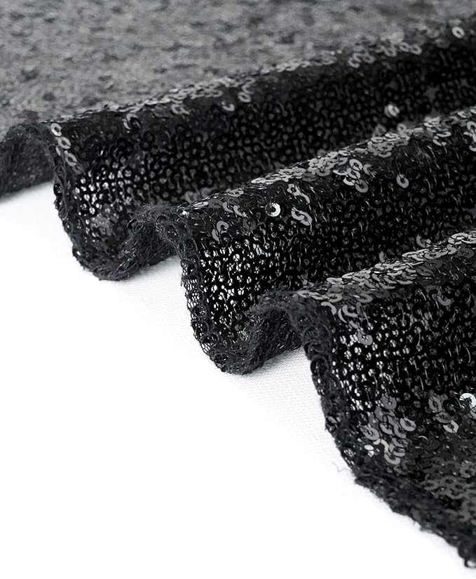 Eternal Beauty Black Tablecloth, 60x120 Inch Sequin Rectangle Table Cover for Cake Dessert Exhibition Party Birthday Events