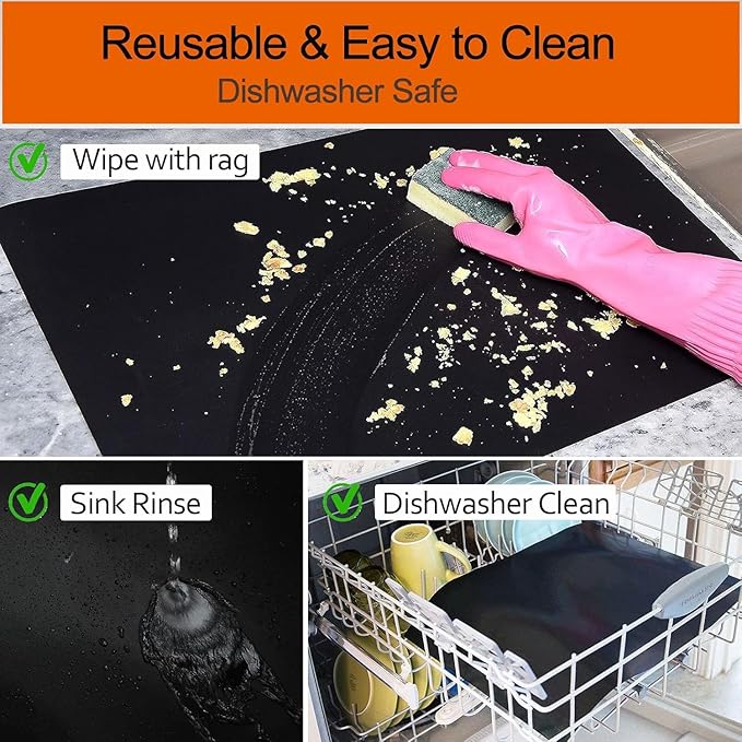 XL Thickened Oven Liners for Bottom of Oven | 5 Pack 17x25 Inch Heavy Duty Non-Stick Mats,BPA & PFOA Free,Dishwasher Safe,Oven Floor Protectors for Electric/Gas/Toaster Ovens