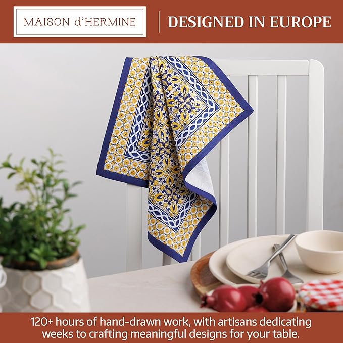 Maison d' Hermine Cloth Napkins Set of 4 100% Cotton Everyday Reusable Square Napkins Cloth Washable Dinner Party Wedding Restaurant Valentines Day Decorations Spring/Summer (Ceramic, 18" x 18")