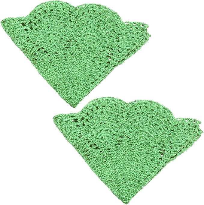 BIBITIME Round Flower Lace Doilies Vase Mats Kitchen Tablecloth Dish Plate Mat Handmade Crochet Table Doily Placemats (Apple Green, 11.8 in to 13.8 in,2PCS)