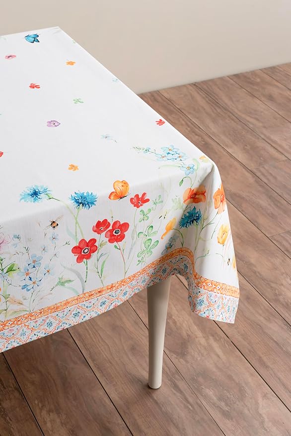 Maison d' Hermine Table Cloth Rectangle Table 100% Cotton 60 x 108 Inches Tablecloth Reusable Decorative for Dining Room Farmhouse Home Valentines Day Decorations Spring Summer - Summer Whisper