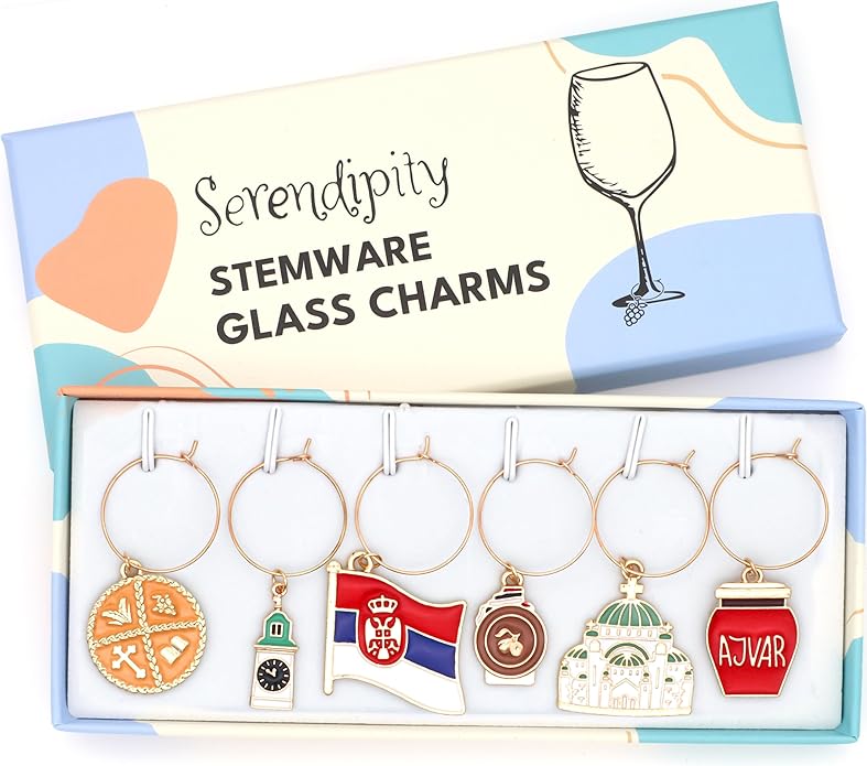 Serendipity Serbian Stemware Glass Charms, Serbian Gift, Gift for Orthodox Christmas, Slava, Birthday Party, Easter