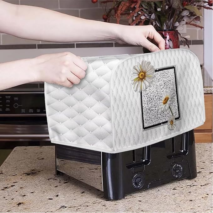Doojoayie Daisy Toaster Cover Dust-proof Toaster Oven Cover 2 Slice Modern Kithcen Accessaries Stain Resistant Small Appliance Protector Home Decorations