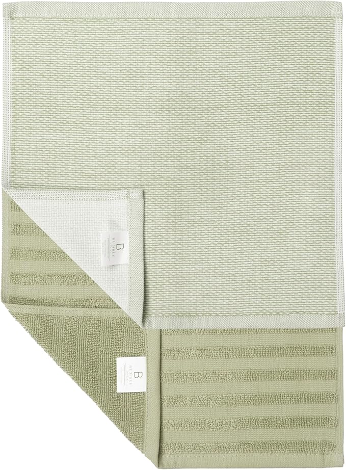 Bumble Premium Dish Cloths 13"x13" (6 Pack) | 100% Natural Ring Spun Cotton | 400 GSM | Highly Absorbent & Soft |Yarn Dyed & Solid Dyed Terry Dish Cloth Set - Sage