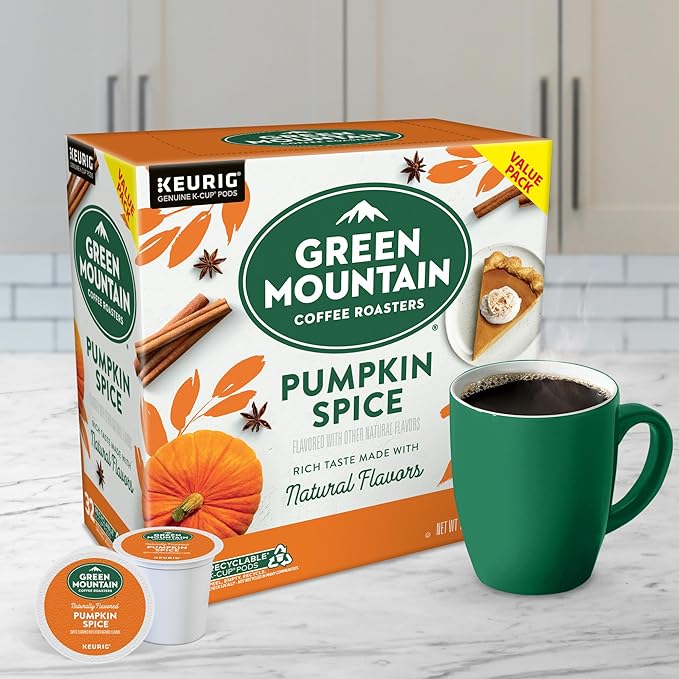 Green Mountain Coffee Roasters Seasonal Selections Pumpkin Spice, Keurig Single-Serve K-Cup Pods, Light Roast Cofee, 32 Count (Pack of 2)
