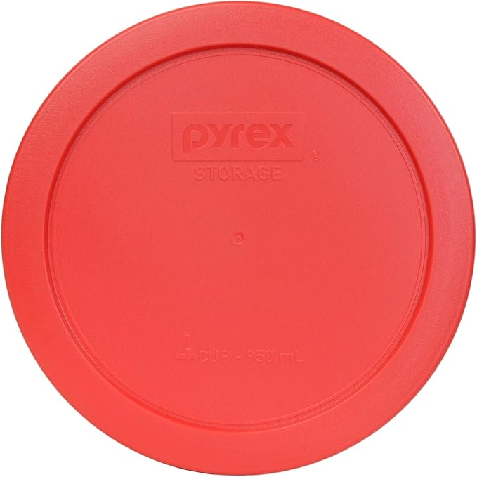 Pyrex 7201-PC 4-Cup Red Food Storage Replacement Lid (4-Pack) - Made in USA