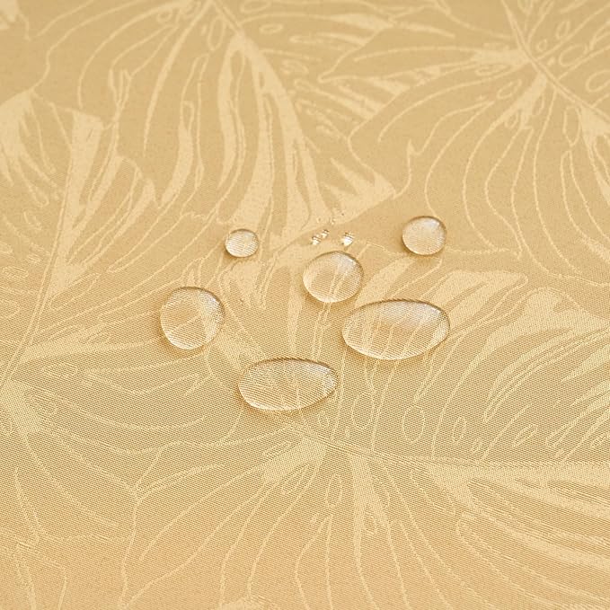 Round Tablecloth Golden Small 40 Inch Table Cloths Up to 26" Dia Tables Leaves Pattern Scalloped Edge Waterproof Jacquard Table Cover-Kitchen Dining Room Decor Coffee Bar