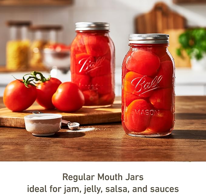 Ball Regular Mouth Quart (32 oz) Mason Jars with Lids and Bands