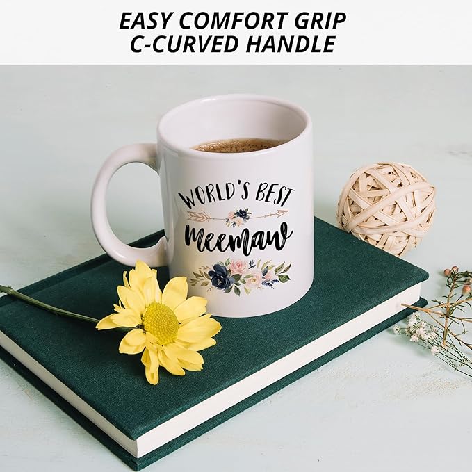 Meemaw Mug, Meemaw Coffee Cups Ceramic, World's Best Meemaw Coffee Mug, Meemaw Gifts, Grandma Gifts for Christmas, Best Grandma Gifts, Meemaw Coffee Mug Gifts for Meemaw